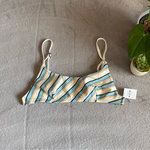 NWT Ardene white striped bikini top size large